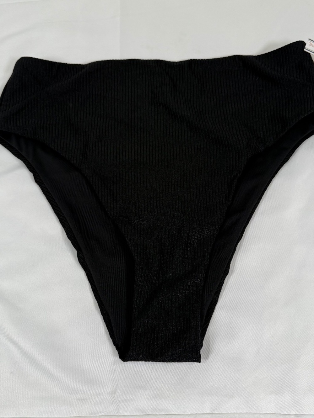 NWT PINK Victoria’s Secret Black Ribbed High Waist Bikini Bottoms L